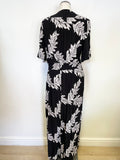 SOMERSET BY ALICE TEMPERLEY BLACK & WHITE PRINT WIDE LEG JUMPSUIT SIZE 18