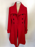 PLANET RED DOUBLE BREASTED WOOL & CASHMERE COAT SIZE 8