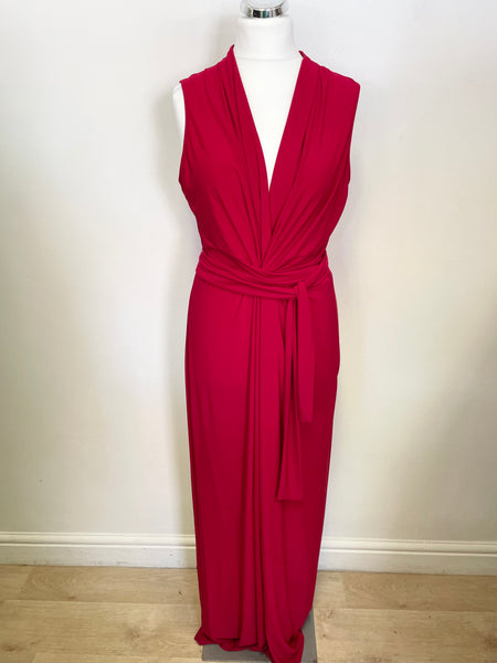 PHASE EIGHT RED SLEEVELESS  TIE BELT WIDE LEG JUMPSUIT SIZE 20