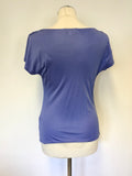 LK BENNETT MANDI CORNFLOWER BLUE COWL NECK CAP SLEEVE TOP SIZE S