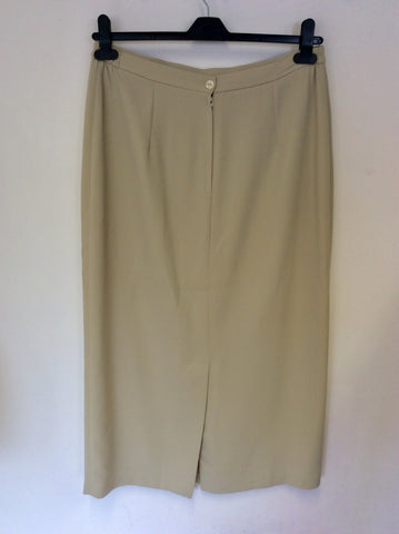 WISH PALE GREEN SATIN TRIM JACKET & LONG SKIRT SUIT SIZE 14