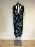 BRAND NEW MARKS & SPENCER AUTOGRAPH NAVY & TEAL FLORAL PRINT DRESS SIZE 8