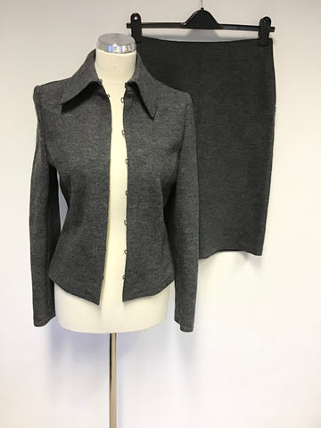 LK BENNETT DARK GREY WOOL JACKET & SKIRT SUIT SIZE 10