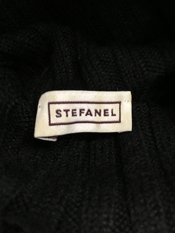 STEFANEL BLACK POLO NECK RIBBED JUMPER SIZE S