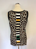 MARCCAIN SPORTS LEOPARD PRINT SLEEVELESS VEST TOP SIZE N6 UK 18/20