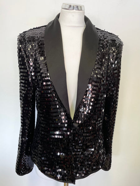 ESMARA BY HEIDI KLUM BLACK SEQUINNED LONG SLEEVED SPECIAL OCCASION/ EVENING JACKET SIZE 18