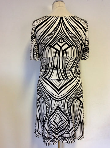 KAREN MILLEN BLACK & WHITE PRINT SHORT SLEEVE DRESS SIZE 16