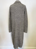 LK BENNETT 100% LAMBSWOOL BLACK & WHITE TWEED KNEE LENGTH COAT SIZE 12