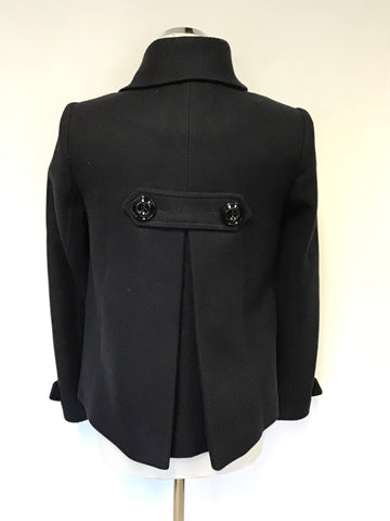 WHISTLES BLACK DOUBLE BREASTED SHORT COAT SIZE 8