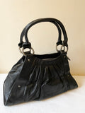 WHISTLES BLACK LEATHER PLEATED DETAIL ZIP TOP SHOULDER BAG