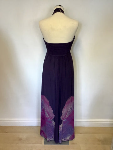 KAREN MILLEN PURPLE SILK MAXI DRESS SIZE 10