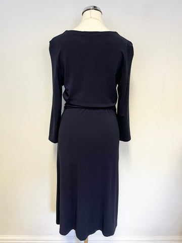 LK BENNETT NAVY BLUE 3/4 SLEEVE WRAP AROUND DRESS SIZE 12