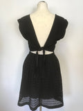 SANDRO PARIS BLACK OPEN TIE BACK SLEEVELESS FIT & FLARE DRESS SIZE 1 UK 8/10