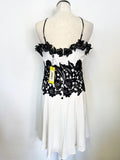 BRAND NEW KAREN MILLEN WHITE & BLACK LACE OFF SHOULDER STRAPS OCCASION DRESS SIZE 12