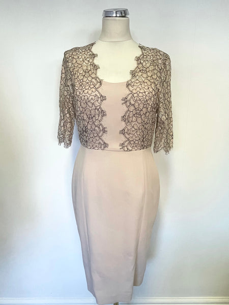 BRAND NEW LK BENNETT HUSTON BARLEY SUGAR LACE BODICE PENCIL DRESS SIZE 10