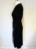 SANDWICH BLACK STRETCH JERSEY 3/4 SLEEVE WRAP DRESS SIZE S