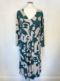 BRAND NEW WHITE STUFF & EVE CAMPBELL TEAL & LIGHT GREY PRINT IDA DRESS SIZE 12