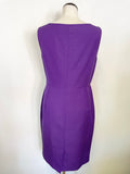 LK BENNETT PURPLE SLEEVELESS COTTON & SILK BLEND PENCIL DRESS SIZE 12