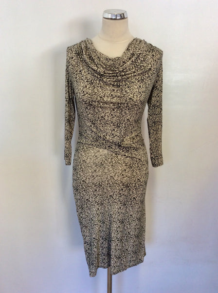 INWEAR BEIGE & BLACK STRETCH JERSEY DRAPE DRESS SIZE XS