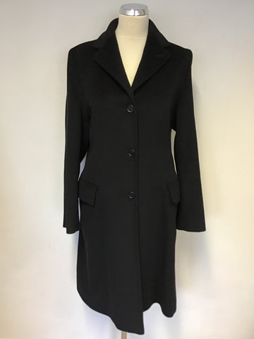 MARKS & SPENCER AUTOGRAPH BLACK WOOL,ANGORA & MOHAIR BLEND COAT SIZE 8