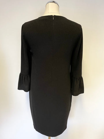 WHISTLES BLACK RAVEN FLUTED SLEEVE SHIFT DRESS SIZE 8