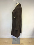 GERARD DAREL BROWN WOOL BLEND KNEE LENGTH COAT SIZE 42 UK 14