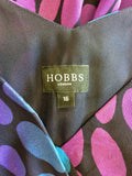 HOBBS PURPLES,PINK & GREENS SPOTTED SILK DRESS SIZE 16