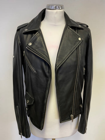 BRAND NEW RYLEE BLACK LEATHER ZIP UP BIKER JACKET SIZE 10