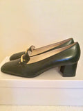 BRAND NEW HERZAG DARK GREEN LEATHER COURT SHOES SIZE 5/38