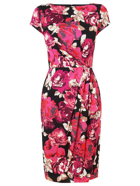 BRAND NEW LK BENNETT NELLIE PINK FLORAL PRINT CAP SLEEVE OCCASION DRESS SIZE 8