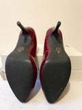 JONES THE BOOTMAKER BURGUNDY/ WINE PATENT LEATHER HEELS SIZE 6/39