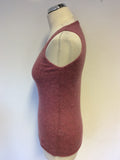 BINTIK ROSE PINK CASHMERE V NECKLINE VEST SIZE S