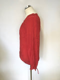 MINT VELVET RED LONG SLEEVE BLOUSON TOP SIZE 14