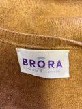 BRORA 100% CASHMERE GINGER 3/4 SLEEVE CARDIGAN SIZE 10