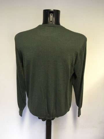 MARKS & SPENCER COLLEZIONE DARK GREEN WOOL & SILK BLEND JUMPER SIZE XL