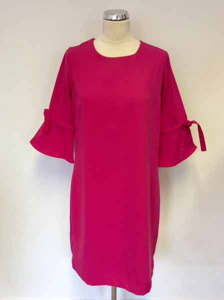 BRAND NEW SOSANDAR HOT PINK TIE SLEEVE SHIFT DRESS SIZE 14