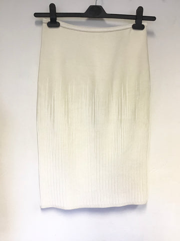 MAISON ULLENS IVORY SILK BLEND STRETCH PENCIL SKIRT SIZE S