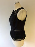 COAST BLACK MESH OVERLAY PEPLUM DETAIL TOP SIZE 14