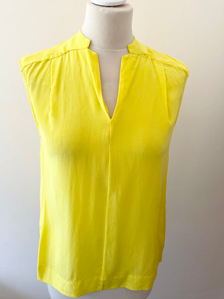 LK BENNETT NEMA LEMON 100% SILK SLEEVELESS TOP SIZE 12