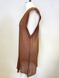 MARKS & SPENCER AUTOGRAPH BROWN SLEEVELESS FINE KNIT TUNIC TOP SIZE 14