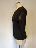 KAREN MILLEN BLACK LACE SLEEVE WOOL BLEND CARDIGAN SIZE 4 UK 14