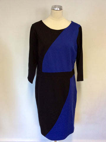 STUDIO 8 BLACK & BLUE COLOUR BLOCK PENCIL DRESS SIZE 20