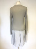 SITA MURT GREY COTTON & CASHMERE LONG SLEEVE KNIT TOP & PLEATED SKIRT DRESS SIZE 44 UK 12