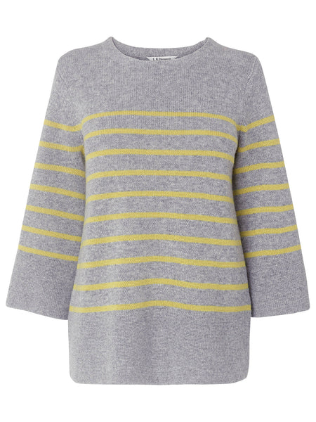 LK BENNETT PERSIA GREY & YELLOW STRIPED WOOL & CASHMERE JUMPER SIZE 14