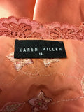 KAREN MILLEN SALMON EMBROIDERED LACE TRIM SLIP DRESS SIZE 14