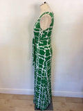 HOBBS GREEN & WHITE PRINT MAXI DRESS SIZE 10