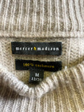 MERCER & MADISON 100% CASHMERE BEIGE 3/4 SLEEVED JUMPER SIZE M