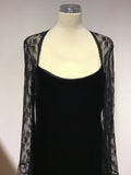 VERA MONT BLACK VELVET & LACE TOP LONG SLEEVE EVENING DRESS SIZE 16