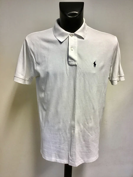 RALPH LAUREN WHITE SHORT SLEEVE COTTON POLO SHIRT SIZE M