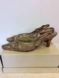 PIESANTO BRONZE/GOLD MESH FRONT SLINGBACK HEELS SIZE 6/39